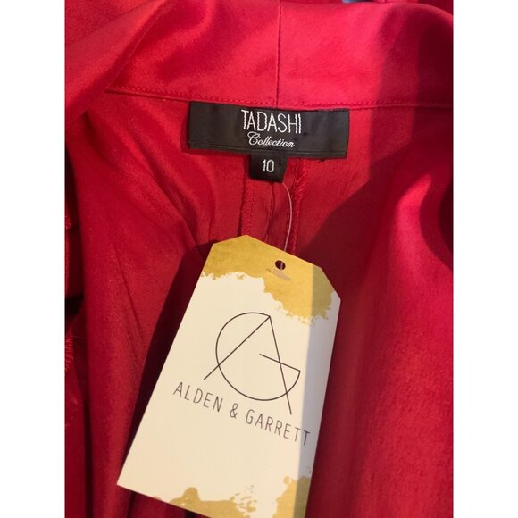 Tadashi Shoji Collection Red Shirred Taffeta Jewel Button Jacket, Size 10 - Picture 8 of 10